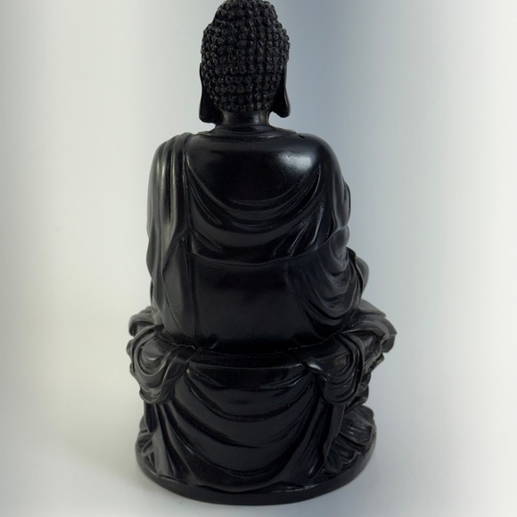 Buddha Statue Sitting in Meditation on Lotus Flower 7" Zen Serene‎ Altar Peace - Picture 5 of 6